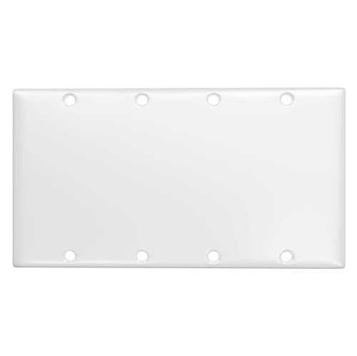TayMac WW-BBBB 4-Gang White Smooth Metal Standard 4-Blank Wall Plate, Outlet Cover Wall Plate with Screws, Electrical Outlet Cover Plate for 4 Devices - style: Four Gang