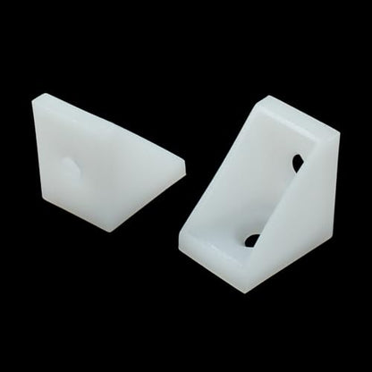 20 Pcs 0.7" White Plastic Right Angle Bracket L Brackets, 90 Degree Corner Brace Corner Support for Wood Shelf Chair Cabinet Box - style: No Screws