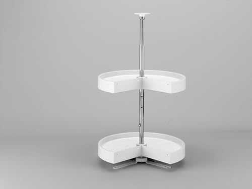 Rev-A-Shelf 18" Pie-Cut Dual Tier Lazy Susan Organizer for Corner Wall Kitchen Cabinets, Plastic Home Rotating Storage Shelves, White, 2942-18-11-1 - size: 18 in