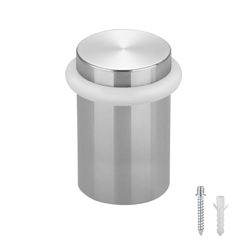 Floor Door Stopper Door Stop-Classy Solid Steel Modern Heavy Duty Door Stoppers -Floor Mount Anchor Screw-Wall Protector for Commercial Door(Stainless Steel White, 2.0 Inch) - color: Stainless steel White, size: 2.0 Inch