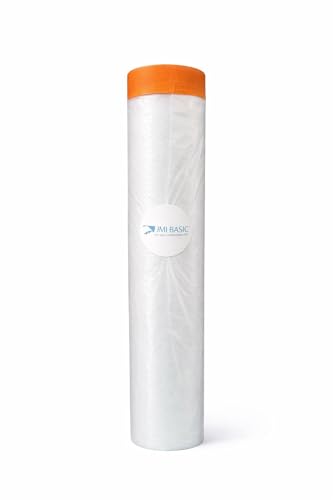 Pre-Taped Masking Film Sets - 1 Roll, Orange Tape and Drape Painters Plastic Sheeting for Painting, High Visibility Paint Plastic Covering Overspray Protection - 65 Feet (1, 78 Inch) - size: 78 Inch