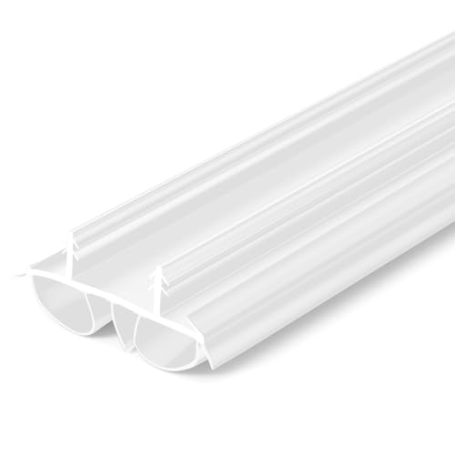 Pushglossy 1 Pcs 36" Double Bubble Kerf Door Sweep 1-3/4" Wide Vinyl Weatherstrip Seal for Exterior Doors, Energy Efficient Draft Stopper, Easy Slide in Installation, Blocks Dust/insects/noise (White) - color: White, size: Double Bubble Kerf