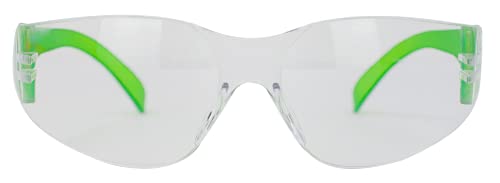 BISON LIFE Safety Glasses - Scratch Resistant Wrap Around Eyewear, Polycarbonate ANSI Z87.1 Impact Resistant Lens - color: Clear/Green