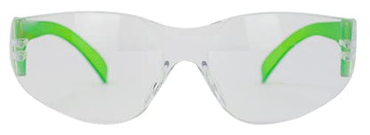 BISON LIFE Safety Glasses - Scratch Resistant Wrap Around Eyewear, Polycarbonate ANSI Z87.1 Impact Resistant Lens - color: Clear/Green