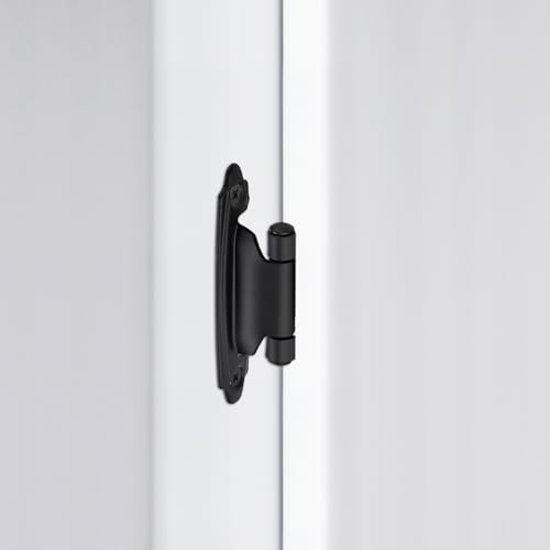4 Pack (2 Pairs) Matte Black Cabinet Hinges for Kitchen Doors, Self-Closing, 1/2 Inch Overlay (Variable), Semi-Concealed Face Frame, Surface Mount Cabinet Hardware - color: Matte Black
