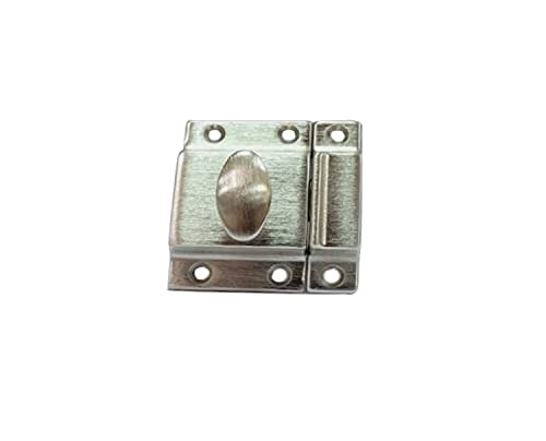 QCAA Traditional Large Oval Turn Cabinet Latch, Solid Brass, 2", for Cupboard & Other Furniture, Brushed Satin Nickel, 2 Pack, Made in Taiwan - color: Brushed Satin Nickel, size: 2 Pack