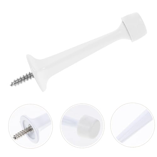 Lurrose Extra Long Heavy Duty Wall Mounted Door Stopper with Soft Rubber Tip Non Slip Floor and Wall Door Stop for Home Office Bedroom Bathroom Protection Construction White Finish