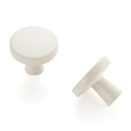 Ravinte 25 Pack Drawer Pulls 1-1/4 Inch Kitchen Cabinet Knobs Solid Round Dresser Drawer Knobs White Dresser Knobs Simple Cabinet Hardware for Cupboard - color: White
