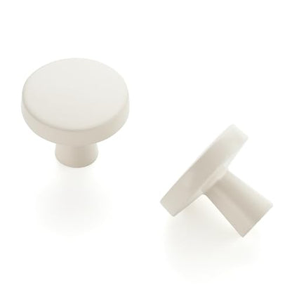 Ravinte 25 Pack Drawer Pulls 1-1/4 Inch Kitchen Cabinet Knobs Solid Round Dresser Drawer Knobs White Dresser Knobs Simple Cabinet Hardware for Cupboard - color: White
