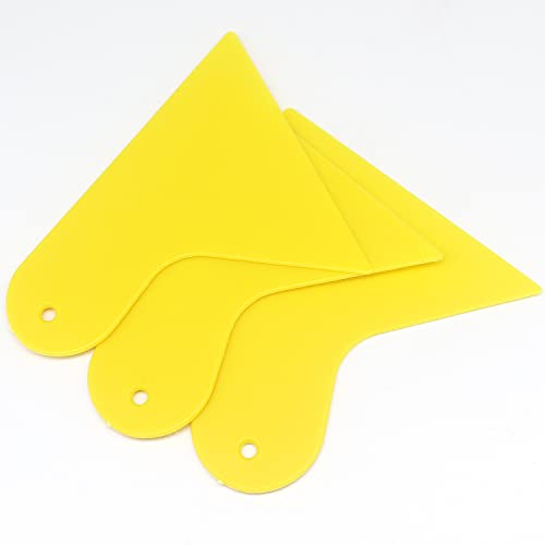 Plastic Putty Knife, 3 PCS 4 Inch Scraper Tool, Flexible Spackle Spreader Smoothing Tool for Paint, Wall Paper Treatment, Windshield, Drywall, Decals, Patching, Painting, Yellow