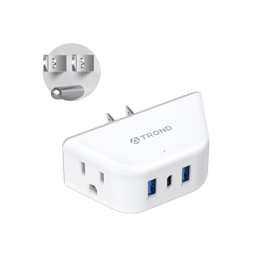 TROND Outlet Extender with USB, Wall Splitter with 2 AC Sockets, 3 USB Ports, 3-Side Design Wall Plug Adapter, Cruise Essentials, Plug Extension Outlet for Travel Home Office, White - color: White, size: 2A2U1C-3 Prong Plug,1 Pack