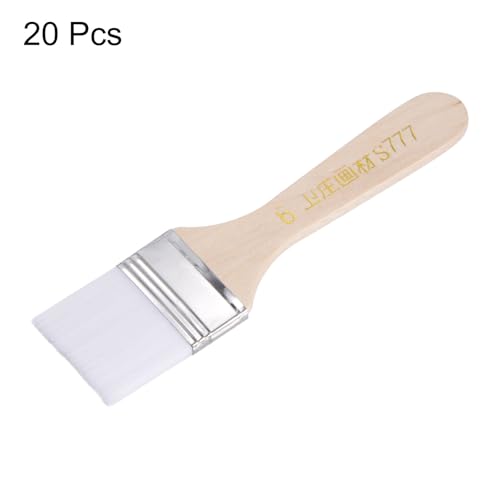 HARFINGTON 20pcs Paint Brushes 1.5" Paint Brush Nylon Flat Wall Paint Brush Soft Bristle with Wood Handle for Painting DIY Latex Paints Furniture Cabinets Fences, White - color: White, size: 1.5 inch