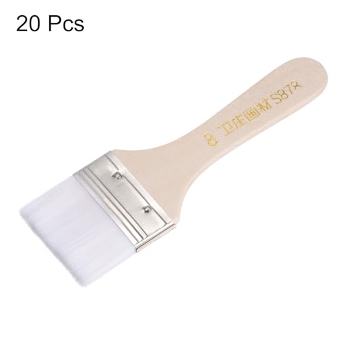 HARFINGTON 20pcs Paint Brushes 2" Paint Brush Nylon Flat Wall Paint Brush Soft Bristle with Wood Handle for Painting DIY Latex Paints Furniture Cabinets Fences, White - color: White, size: 2 inch