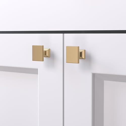 homdiy 10 Pack Champagne Bronze Cabinet Knobs Square DresserDrawer Knobs Brushed Bronze Bathroom Pulls Kitchen Cabinet Hardware - color: Champagne Bronze
