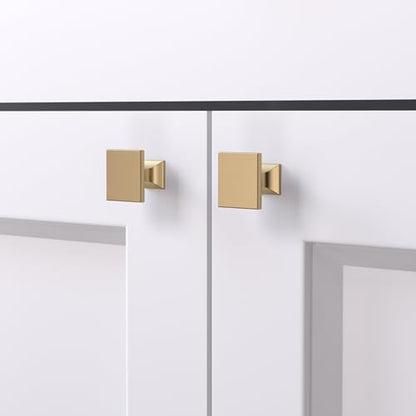 homdiy 10 Pack Champagne Bronze Cabinet Knobs Square DresserDrawer Knobs Brushed Bronze Bathroom Pulls Kitchen Cabinet Hardware - color: Champagne Bronze