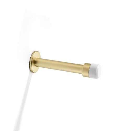 Khtumeware 3" Brushed Gold Premium Door Stoppers,Metal Solid Rigid Door Stop 2 Pack, Sound Dampening Door Stop Bumper Wall Protetor,Satin Gold - color: Brushed gold
