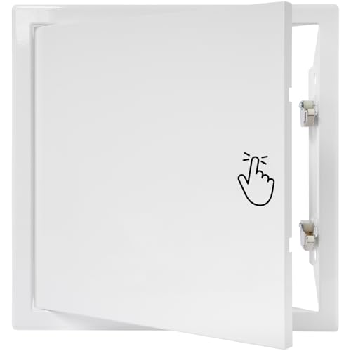 Repa Market 12 x 12 Inch Access Panel for Drywall – White Galvanized Steel Wall Hole Cover/Access Door Panel with Click Function – Heavy-Duty Service Hatch for Plumbing, Electrical, HVAC Access Door - color: White - With Click function, size: 12 x 12