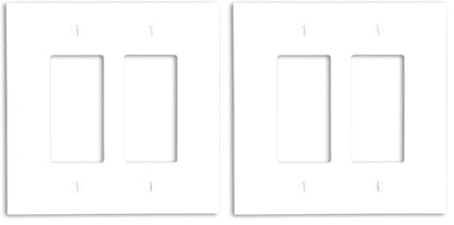 Leviton 88602 2-Gang Decora/GFCI Device Decora Wallplate, Oversized, Thermoset, Device Mount, White (Pack of 2) - size: 2-Gang, Pack of 2