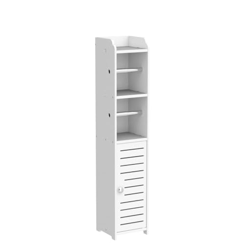 TUOXINEM Small Bathroom Storage with Dual Rods, Over The Toilet, Slim Toilet Paper Storage with 4 Tier Design, Fit Mega Roll (White) - size: 30 inches H (with 2 Rollers)