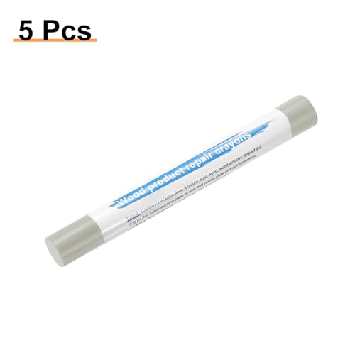 HARFINGTON 5pcs Wood Filler Sticks Wooden Wax Touch Up Furniture Repair Crayons for Scratch Hole Wood, Ash Gray - color: Ash Gray