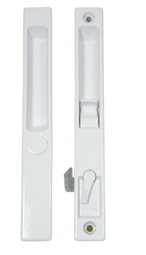 Sliding Glass Patio Door Handle Set, Flush Mount, Non-Keyed, 6-5/8" Screw Holes | Sliding Door Handle Replacement Hardware Repair Fix Sliding Door (DL-502 White)