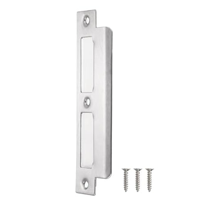 uxcell Door Strike Plate, 155mm x 35mm 201 Stainless Steel Latch Deadbolt Strike Plate for Door Frame Door Jamb, Silver - size: 155mm x 35mm