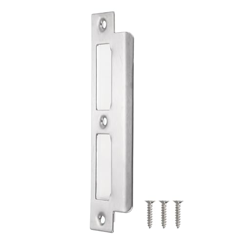 uxcell Door Strike Plate, 155mm x 35mm 201 Stainless Steel Latch Deadbolt Strike Plate for Door Frame Door Jamb, Silver - size: 155mm x 35mm