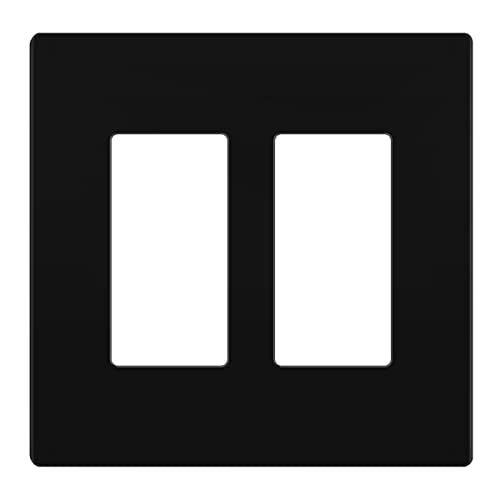 LIDER Matte Finish Double Decorator Switch Cover, Screwless Wall Plate, Mid-Size 2-Gang 4.88" x 4.92", Polycarbonate Thermoplastic, UL Listed, LSWP-32M-BK, Black - color: Black, size: 2 Gang