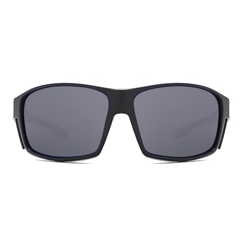 Z87 Polarized Safety Sunglasses, UV400 Wraparound Work Glasses,Protective Shades for Men Women Driving Cycling - color: Matte Black Smoke