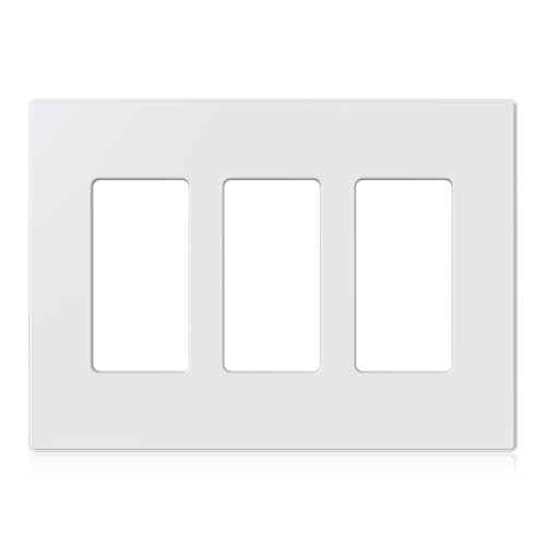 ELEGRP 3-Gang Screwless Decorative Wall Plates, Mid-Size Unbreakable Thermoplastic Faceplate Cover for Decorator Receptacle Outlet Switch, UL Listed (1 Pack, Matte White) - color: White, size: 1 Pack