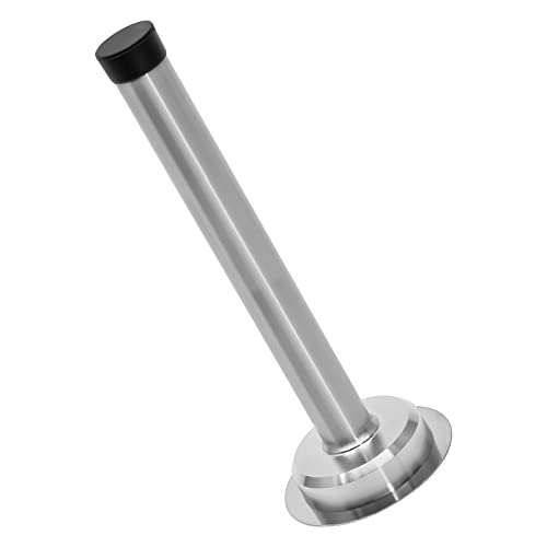 1pc 6 Inch Door Stops, Self Adhesive Long Door Stopper, Stainless Steel Sound Dampening Door Stop, Wall Mount Screw Doorstop with Rubber Bumper (Silver) - size: 6 Inch-Silver