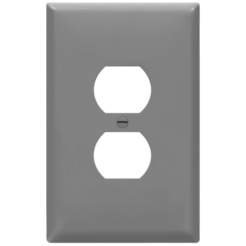 ENERLITES Duplex Receptacle Outlet Wall Plate, Jumbo Electrical Outlet Cover, Gloss Finish, Oversized 1-Gang 5.51" x 3.50", Polycarbonate Thermoplastic, 8821O-GY, Gray - color: Gray, size: Over-Size