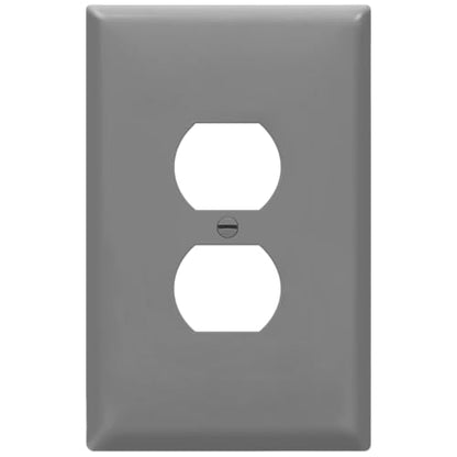 ENERLITES Duplex Receptacle Outlet Wall Plate, Jumbo Electrical Outlet Cover, Gloss Finish, Oversized 1-Gang 5.51" x 3.50", Polycarbonate Thermoplastic, 8821O-GY, Gray - color: Gray, size: Over-Size