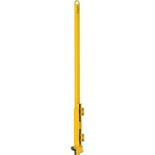 Global Industrial Steel Ladder Safety Post with Pull-Loop Handle, Yellow Powder Coated, 63"H, Automatic Locking Safety Bracket, For Easy Ingress and Egress Points