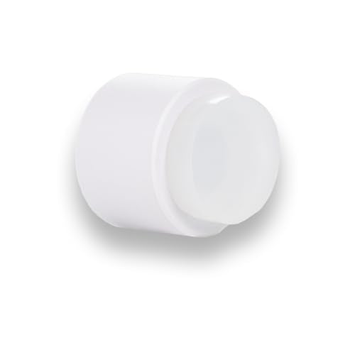 EVI Door Stoppers | White Door Handle Stopper - Adhesive and Screw Fastening - Protector Rubber - 1.1x1.1 Inch Wall Door Stop - color: White Lacquered Stainless Steel - White Rubber