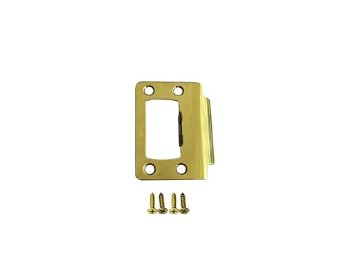 QCAA Solid Brass Door Latch Restorer Strike Plate, Universal Door Lock Plate, 2-1/4" x 1-3/4", Polish Brass, 1 Pack, Made in Taiwan - color: Polish Brass(2-1/4"), size: 1 Pack