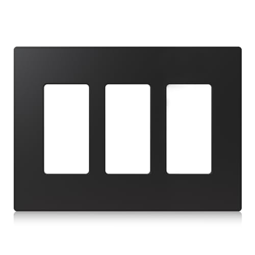 ELEGRP 3-Gang Screwless Decorative Wall Plates, Mid-Size Unbreakable Thermoplastic Faceplate Cover for Decorator Receptacle Outlet Switch, UL Listed (1 Pack, Matte Black) - color: Black, size: 1 Pack