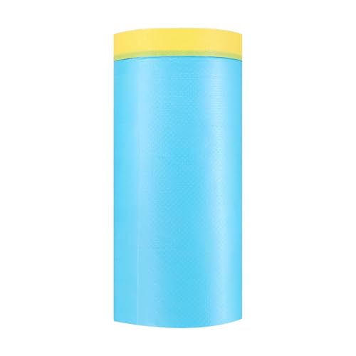 HARFINGTON Pre-Taped Masking Film 43.3" x82ft Adhesive Tape and Drape Painters Plastic Drop Cloth Film with Tape Plastic Sheeting for Automotive Painting Covering, Blue - color: Blue, size: 43.3"x82ft