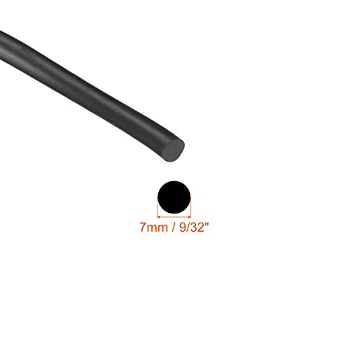 uxcell Nitrile Rubber Round Seal Strip, 7mm(9/32") Diameter 4 Meters (13.12Ft) Long Hard Solid Rubber Weather Stripping for DIY Gasket, Industrial Equipment, and Furniture - size: 7mmx4m