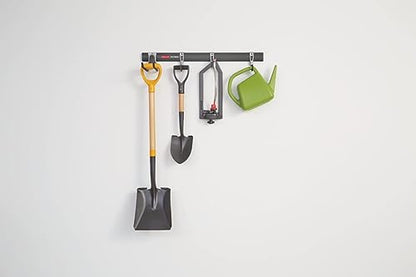 Rubbermaid FastTrack Garage Storage Utility Hooks 5 Piece Black All in One Rail Hook Kit and Tool Organizer Heavy Duty for Home/Garage/Shed/Garden - size: 1 Rail, 4 Hooks