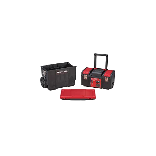 CRAFTSMAN 19-in. 3-in-1 Rolling Tool Box with Wheels, Red, Plastic, Lockable (CMST18614) - style: 3-in-1 Rolling Tool Box