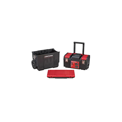 CRAFTSMAN 19-in. 3-in-1 Rolling Tool Box with Wheels, Red, Plastic, Lockable (CMST18614) - style: 3-in-1 Rolling Tool Box