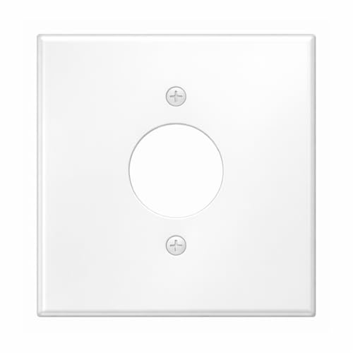 Oversized White Metal Outlet Covers, 2 Gang with Single Centered Receptacle, 5.5" x 5.5" Jumbo Round Opening Wall Plate, Single Centered Receptacle Wall Plate, White Semi-Gloss, Corrosive Resistant - color: White Metal, size: 2-Gang Centered Single Recept