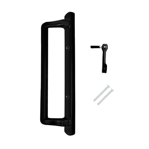 PGT 10" Sliding Door Interior Handle with Thumb Latch Lever and Screws | Interior Replacement Patio Door Handle with 3-7/8" Hole Spacing | Fix Repair PGT Door Hardware - Black - color: Black, style: Interior