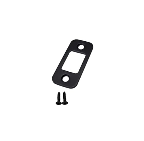QCAA Solid Brass Deadbolt Strike Plate, Door Backplate, Round Corner, 1"x2-1/4", Matte Black, 1 Pack, Made in Taiwan - color: Matte Black, size: 1 Pack