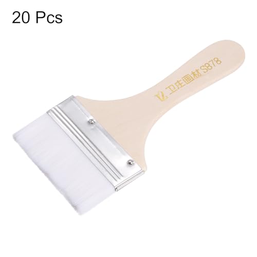 HARFINGTON 20pcs Paint Brushes 3" Paint Brush Nylon Flat Wall Paint Brush Soft Bristle with Wood Handle for Painting DIY Latex Paints Furniture Cabinets Fences, White - color: White, size: 3 inch