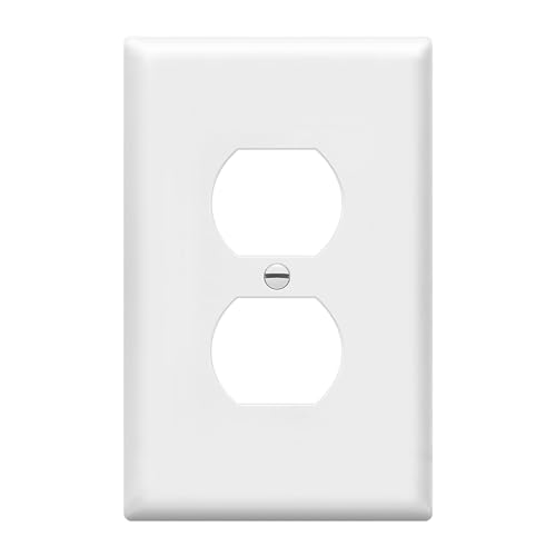 ENERLITES Duplex Receptacle Outlet Wall Plate, Electrical Outlet Cover, Mid-Size Size 1-Gang 4.88" x 3.11", Unbreakable Polycarbonate Thermoplastic, UL Listed, 8821M-W, White - color: White, size: Mid-Size