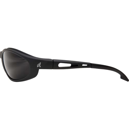 Edge TSM216 Dakura Polarized Wrap-Around Safety Glasses, Anti-Scratch, Non-Slip, UV 400, Military Grade, ANSI/ISEA & MCEPS Compliant, 5.04" Wide, Matte Black Frame / Smoke Lens - color: Smoke