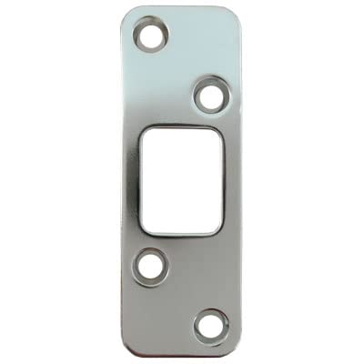 Stone Harbor Hardware Round Corner Deadbolt Strike Plate, 1-1/4" x 3-5/8", 2-1/2" Center-to-Center, Polished Chrome - color: Polished Chrome