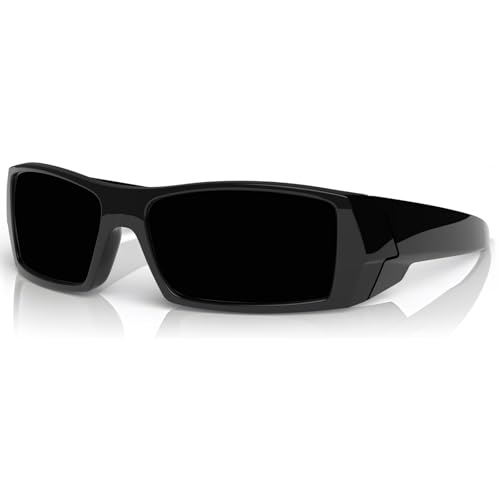 WISTON Z87 Sunglasses Wrap Around Sunglasses for Men Rectangular Safety Glasses UV400 for Sport Working 8231 - color: Glossy Black/Dark Grey